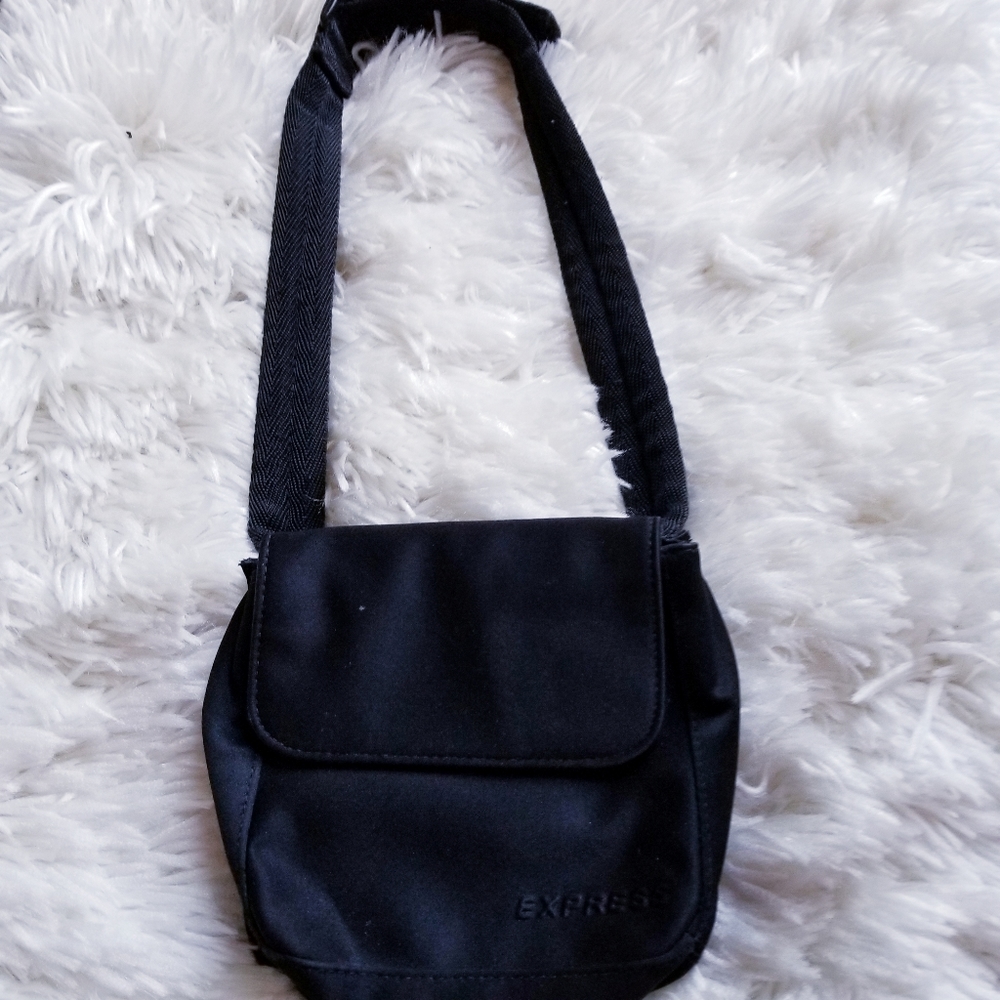 Women's Express Black Waist  Flap Pouch Size M